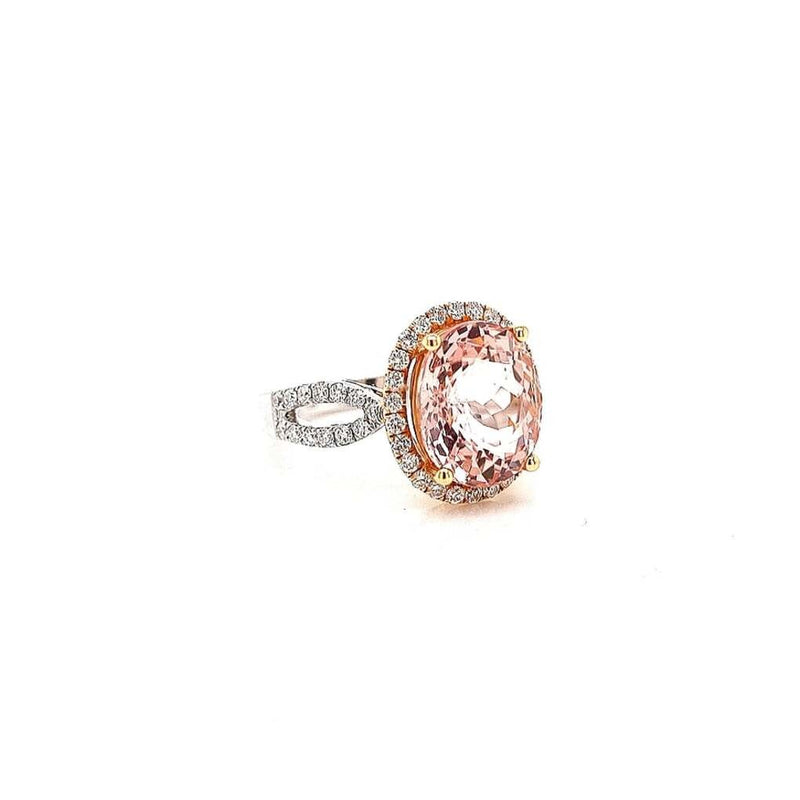 18ct two tone, white and rose gold Morganite and diamond ring