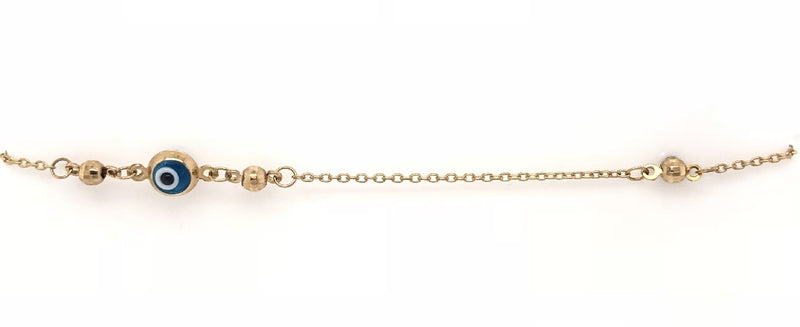 9CT YELLOW GOLD I SEE YOU BRACELET DOUBLE SIDED DIAMOND CUT BALLS BELCHER LINK 19CMS ITALIAN MADE