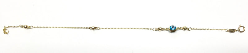 9CT YELLOW GOLD I SEE YOU BRACELET DOUBLE SIDED DIAMOND CUT BALLS BELCHER LINK 19CMS ITALIAN MADE