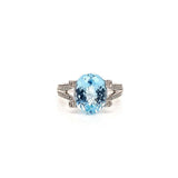 18ct White Gold Blue Topaz & Diamond Ring