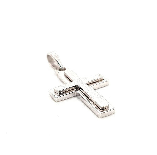 9ct white gold matte and polished hand made cross