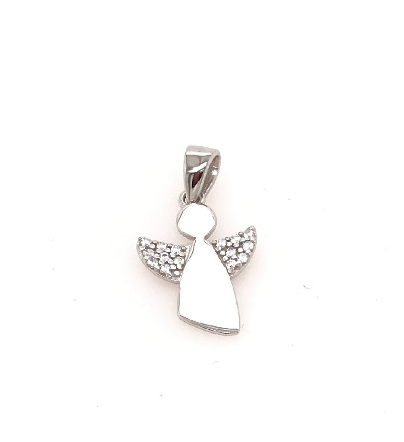 ANGEL CHARM 18CT WHITE GOLD CUBIC ZIRCONIAS PAVE'SET IMPORTED