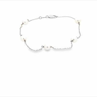 BRACELET 18CT WHITE GOLD PEARL BRACELET HAND CRAFTED