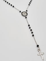 18ct White Gold & Onyx Rosary Necklace
