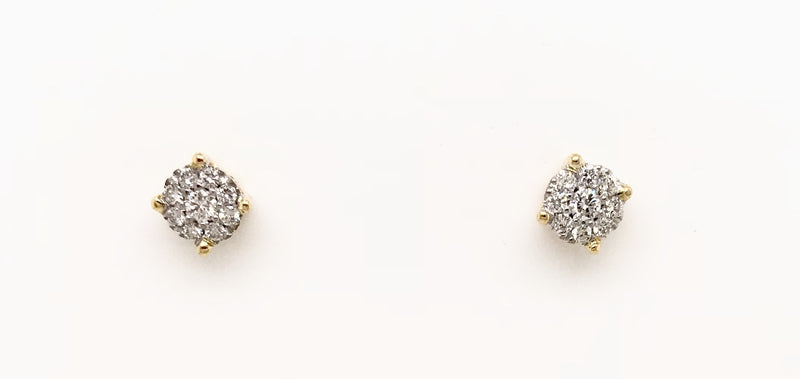18ct Yellow and White Gold Diamond Stud Earrings