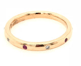 18CT ROSE GOLD FOREVER BAND GYPSY SET NATURAL BRILLIANT CUT PINK SAPPHIRES AND BRILLIANT CUT DIAMONDS HAND CRAFTED