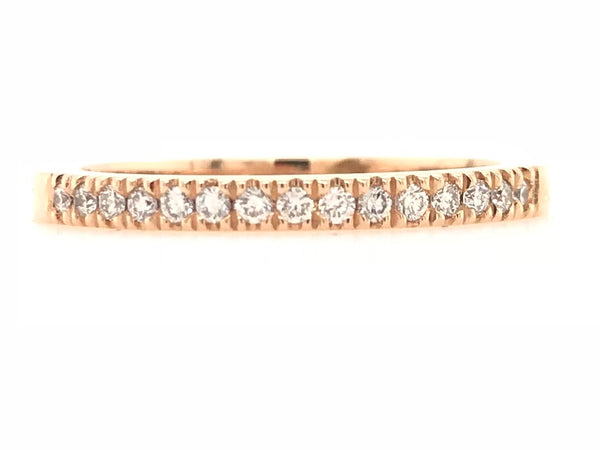 18CT ROSE GOLD WEDDING BAND / RING CLAW SET BRILLIANT CUT DIAMONDS HAND CRAFTED.