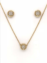 9CT YELLOW GOLD ROUND PENDANT BRILLIANT CUT DIAMONDS PAVE' SET HAND CRAFTED
