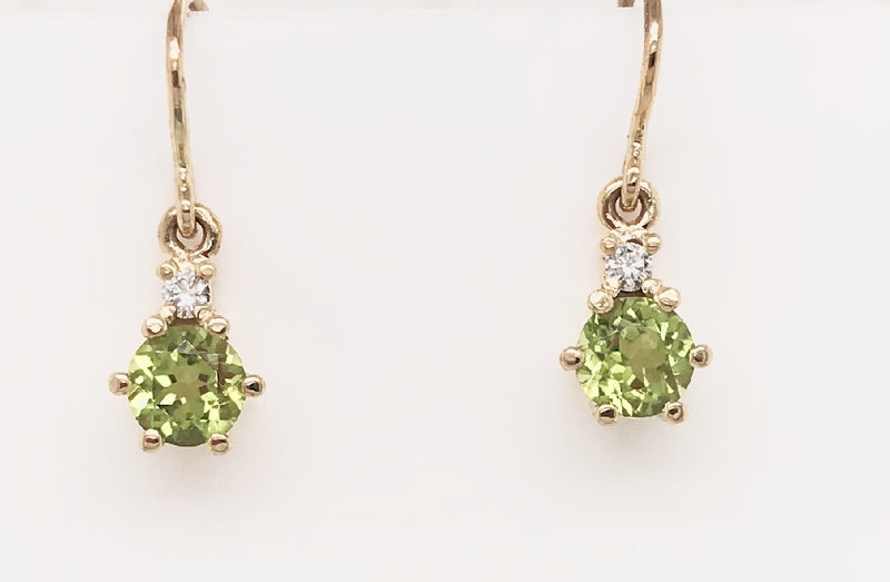 EARRINGS 9CT SHEPPARD HOOK EARRINGS FEATURING PERIDOT AND DIAMONDS HAND CRAFTED