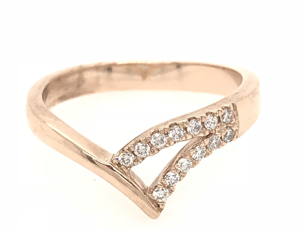 18CT YELLOW GOLD DIAMOND SPLIT VICTORY RING HAND CRAFTED