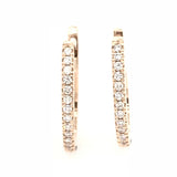 9CT ROSE GOLD HOOP EARRINGS CLAW SET BRILLIANT CUT DIAMONDS HAND CRAFTED 2