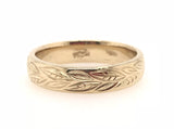 18CT YELLOW GOLD WEDDING BAND WITH HAND ENGRAVING HAND CRAFTED