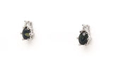 9CT WHITE GOLD STUD EARRINGS CLAW SET NATURAL OVAL SAPPHIRES AND BRILLIANT CUT DIAMONDS HAND CRAFTED