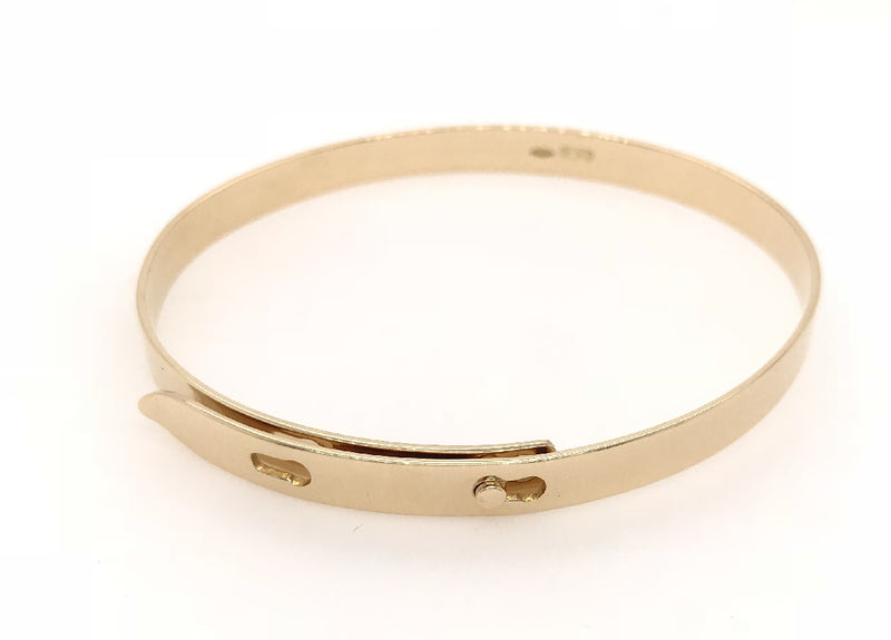 18CT YELLOW GOLD BELT STYLE BANGLE HAND CRAFTED