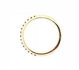 9CT YELLOW GOLD WEDDING BAND/ STACKABLE RING CLAW SET NATURAL BRILLIANT CUT GARNETS HAND CRAFTED