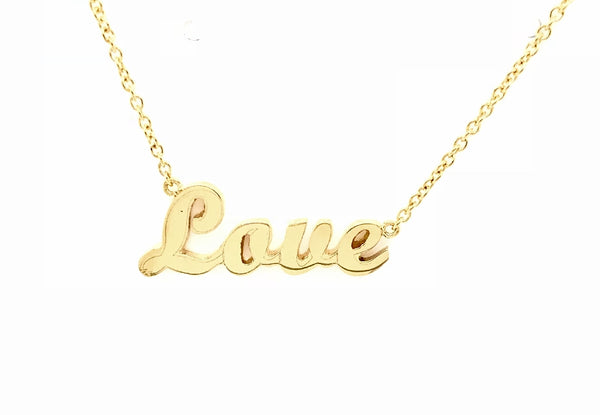 NECKLACE 18CT YELLOW GOLD LOVE NAME NECKLACE HAND CRAFTED