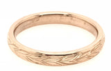18CT ROSE GOLD LADIES WEDDING BAND HAND CRAFTED AND HAND ENGRAVED ALL THE WAY THROUGH HALF ROUND