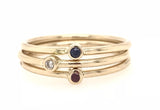9CT YELLOW GOLD BIRTHSTONE GYPSY SET RING BRILLIANT CUT DIAMOND STACKABLE CHILD TO ADULT HAND CRAFTED