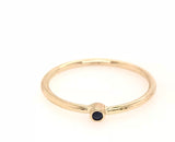 9CT YELLOW GOLD BIRTHSTONE RING GYPSY SET NATURAL BRILLIANT CUT SAPPHIRE STACKABLE CHILD TO ADULT HAND CRAFTED