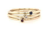 9CT YELLOW GOLD BIRTHSTONE RING GYPSY SET NATURAL BRILLIANT CUT SAPPHIRE STACKABLE CHILD TO ADULT HAND CRAFTED