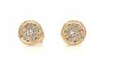 STUD EARRINGS 9CT YELLOW GOLD BRILLIANT CUT DIAMONDS PAVE'SET HAND CRAFTED