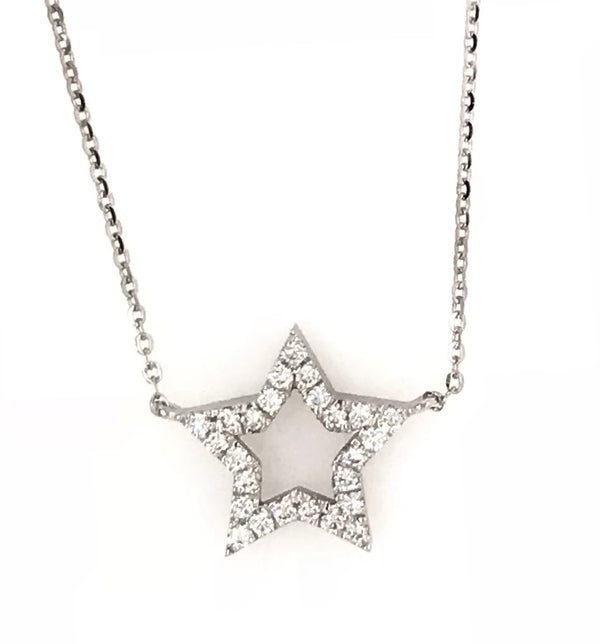 18ct White Gold Star Necklace