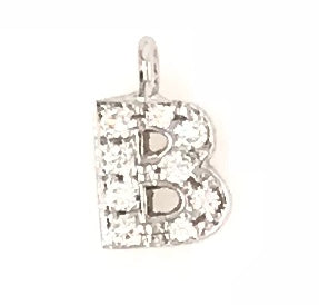 18ct White Gold Diamond Initial B Pendant