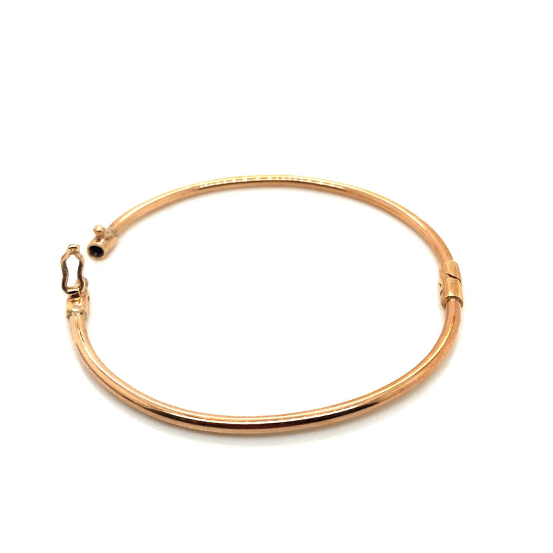 9CT ROSE GOLD SOLID TUBE OVAL BANGLE WITH HINGE HAND CRAFED