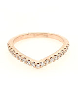9CT ROSE GOLD SHIMMERING VICTORY V STACKABLE RING CLAW SET BRILLIANT CUT DIAMONDS HAND CRAFTED