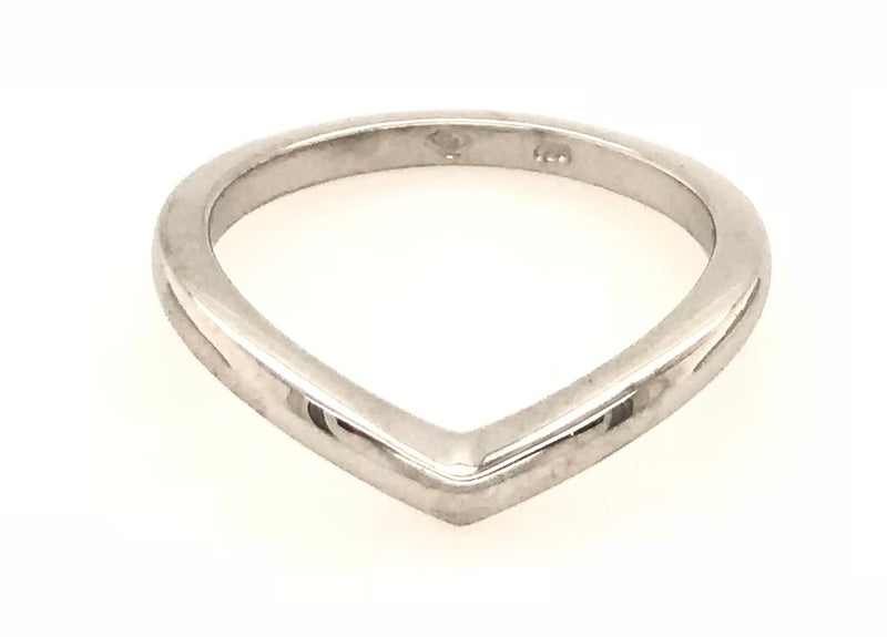 9CT WHITE GOLD SHIMMERING VICTORY V PLAIN STACKABLE RING HAND CRAFTED