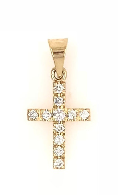 9ct Yellow Gold Diamond Cross