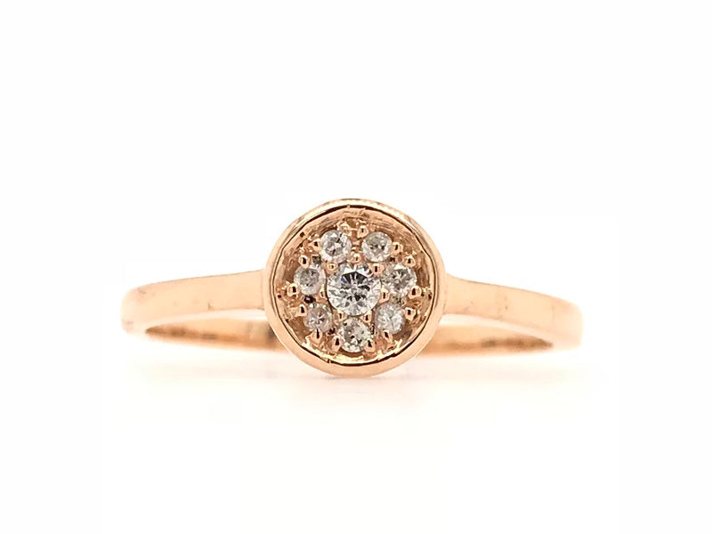 9CT ROSE GOLD SPOT ME ROUND TOP RING CHILD / ADULT PAVÉ SET BRILLIANT CUT DIAMONDS HAND CRAFTED
