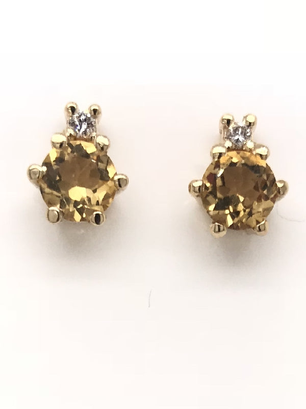 9ct Yellow Gold Gem Stone Stud Earrings