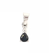 18CT WHITE GOLD BLUE SAPPHIRE AND DIAMOND PENDANT HAND CRAFTED 2