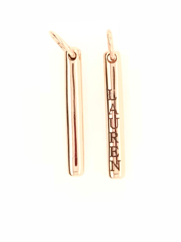 9CT ROSE GOLD NAME TAG RECTANGULAR HAND CRAFTED