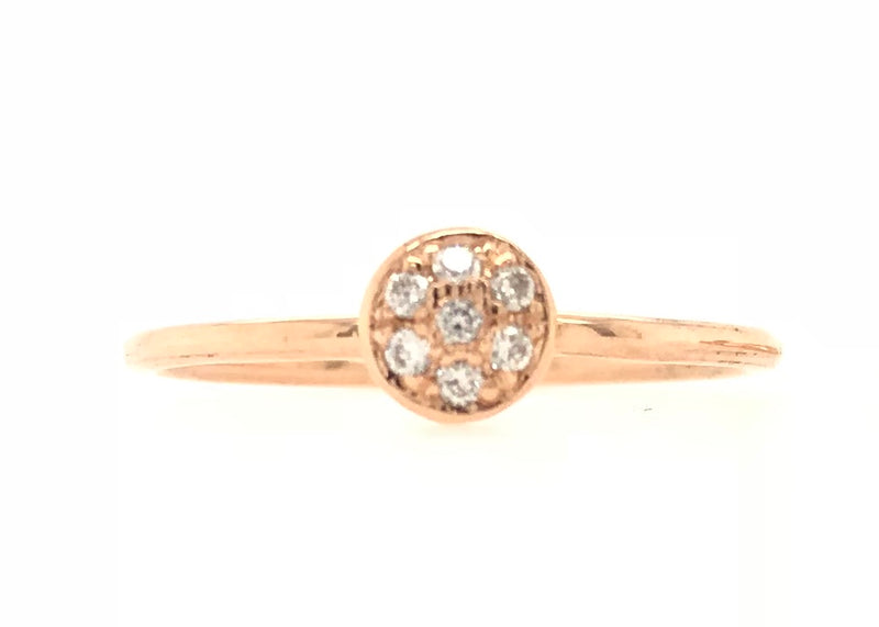 9CT ROSE GOLD ROUND TOP DRESS RING CHILD / ADULT PAVÉ SET HAND CRAFTED