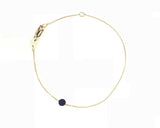 9CT YELLOW GOLD BALL BRACELET NATURAL LAPIS STONE TRACE LINK HAND CRAFTED