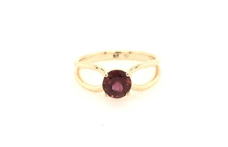 9CT YELLOW GOLD CHILD TO ADULT RING CLAW SET NATURAL BRILLIANT CUT DARK PINK TURMALINE HAND CRAFTED