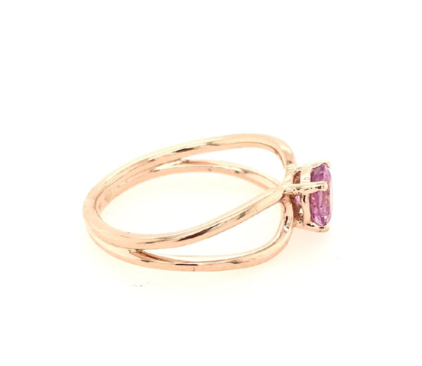 18CT ROSE GOLD CLAW SET CHILD / ADULT RING CLAW SET BRILLIANT CUT PINK SAPPHIRE HAND CRAFTED