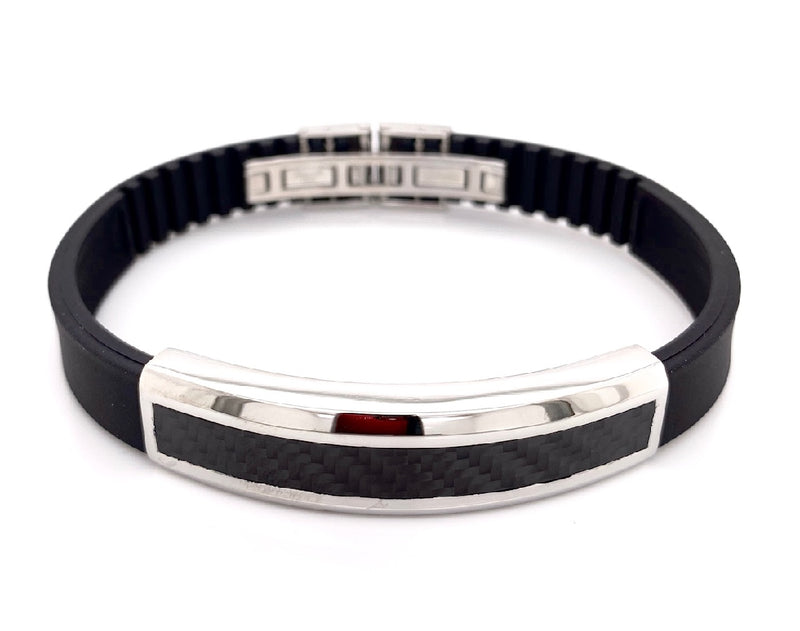 S/Steel and Rubber bracelet carbon fibre