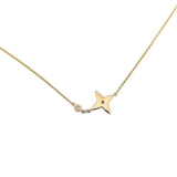 9CT ROSE GOLD STAR NECKLACE BRILLIANT CUT DIAMOND HAND CRAFTED