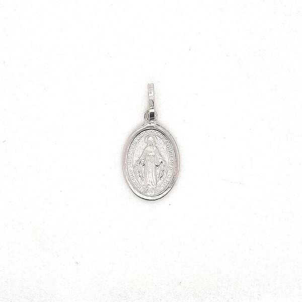 18CT MIRACULOUS MEDAL WHITE GOLD HOLLOW MADE IN ITALY