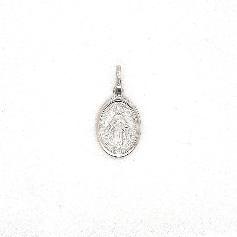 18CT MIRACULOUS MEDAL WHITE GOLD HOLLOW MADE IN ITALY