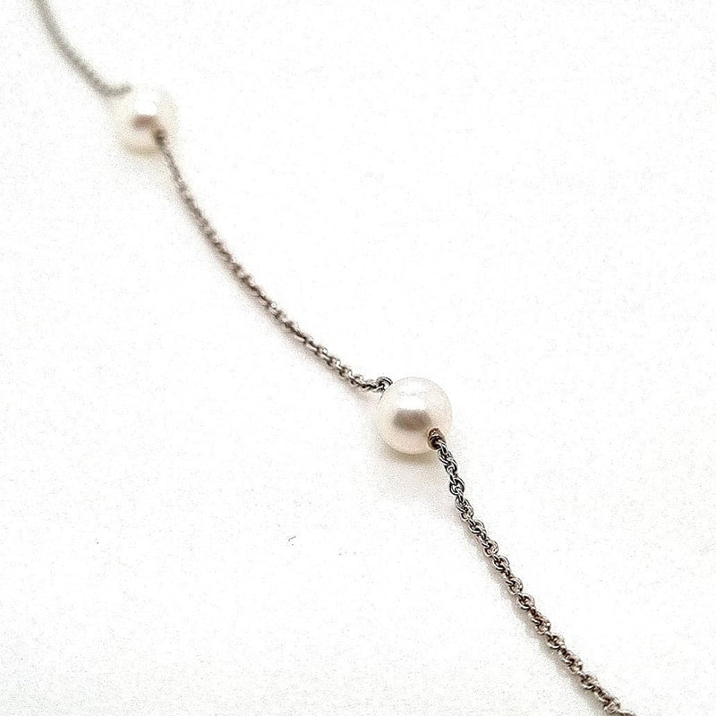 FRESH WATER PEARLS 18CT WHITE GOLD BELCHER LINK NECKLACE HAND CRAFTED