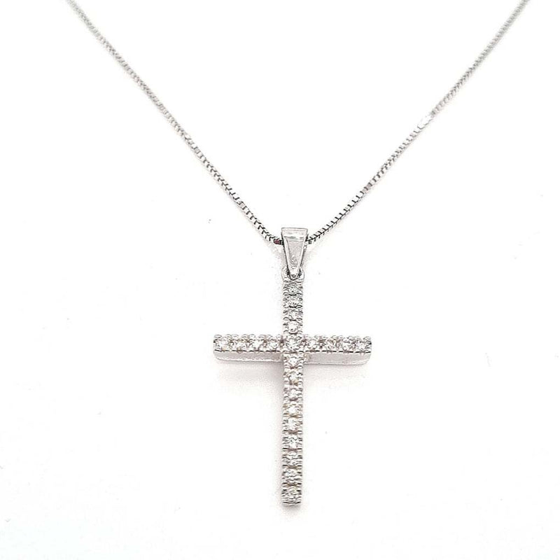 18CT WHITE GOLD CROSS CLAW SET WITH DIAMONDS HAND CRAFTED 2