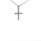 18CT WHITE GOLD CROSS CLAW SET BRILLIANT CUT DIAMONDS HAND CRAFTED