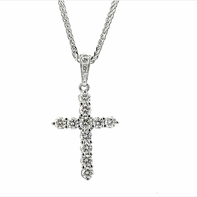 CROSS 18CT WHITE GOLD CLAW SET BRILLIANT CUT DIAMONDS HAND CRAFTED 2