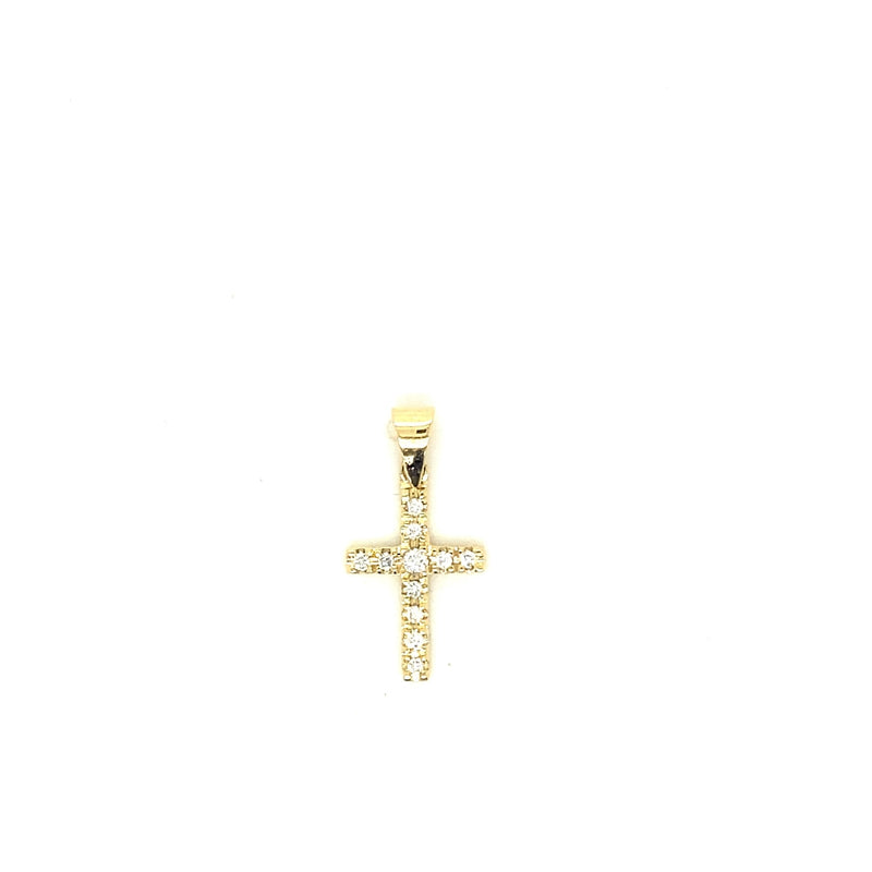 18CT YELLOW GOLD CROSS CLAW SET DIAMONDS HAND CRAFTED 2