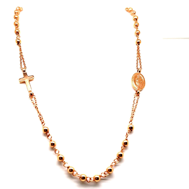 18CT ROSE GOLD ROSARY CHAIN ITALIAN MADE