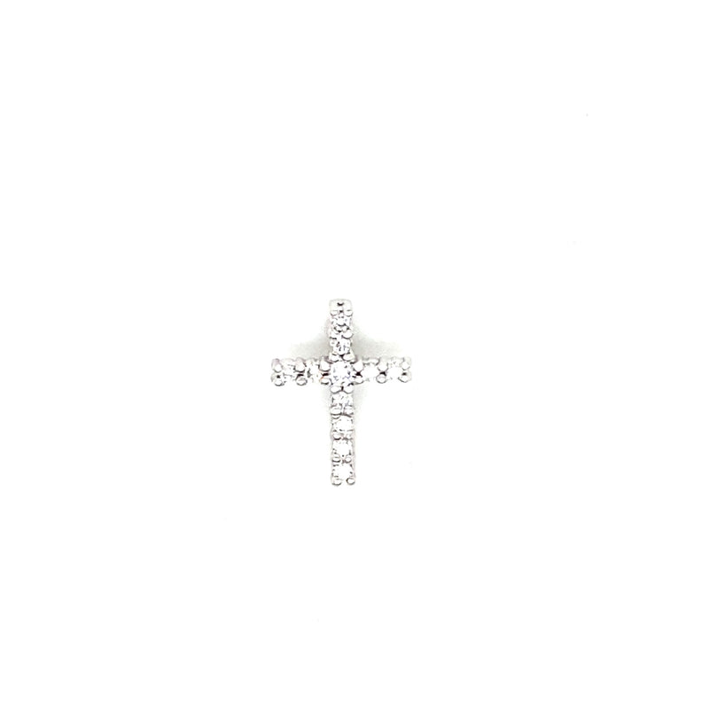 18CT WHITE GOLD CROSS CLAW SET WITH 11 DIAMONDS HAND CRAFTED